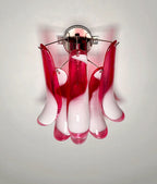 Murano Wall Lamp | 6 Red Lattimo Petal Glass | Set of 2