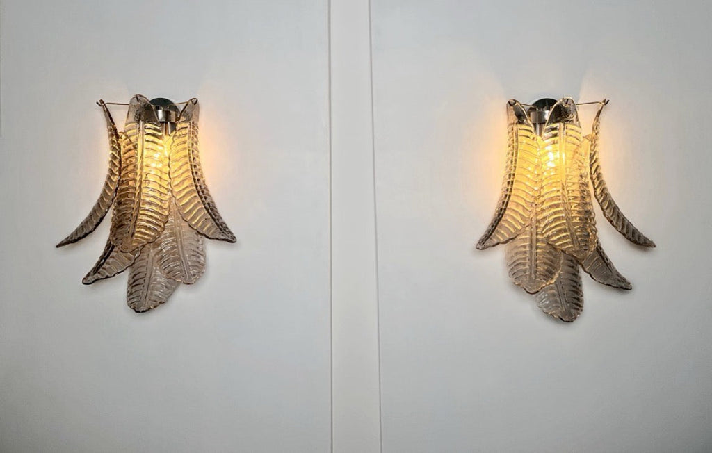 Murano Wall Lamp | 6 Smoked Felci Glass | Set of 2