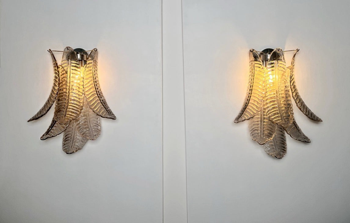 Murano Wall Lamp | 6 Smoked Felci Glass | Set of 2