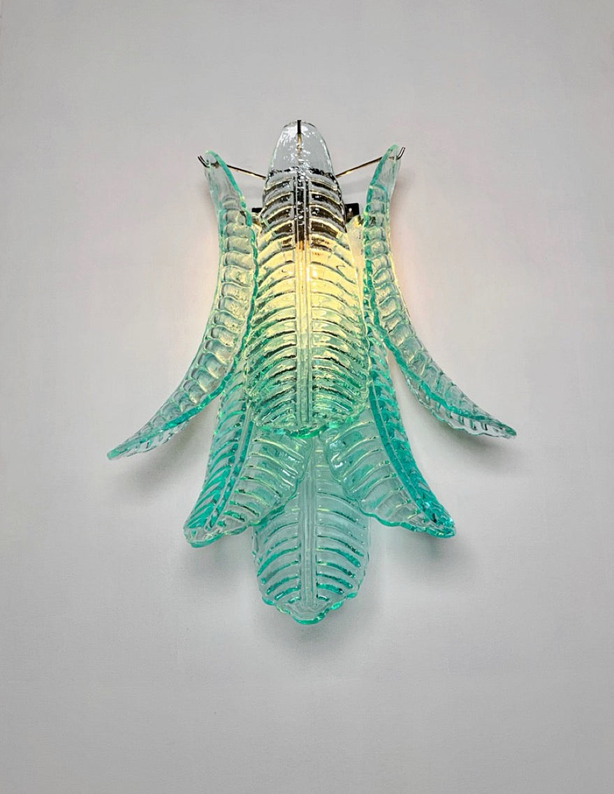 Murano Wall Lamp | 6 Turquoise Felci Glass | Set of 2
