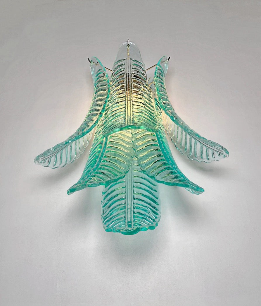 Murano Wall Lamp | 6 Turquoise Felci Glass | Set of 2