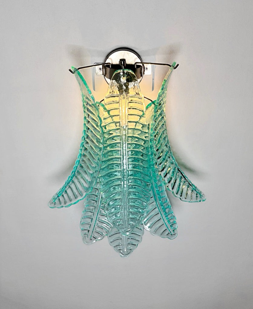 Murano Wall Lamp | 6 Turquoise Felci Glass | Set of 2