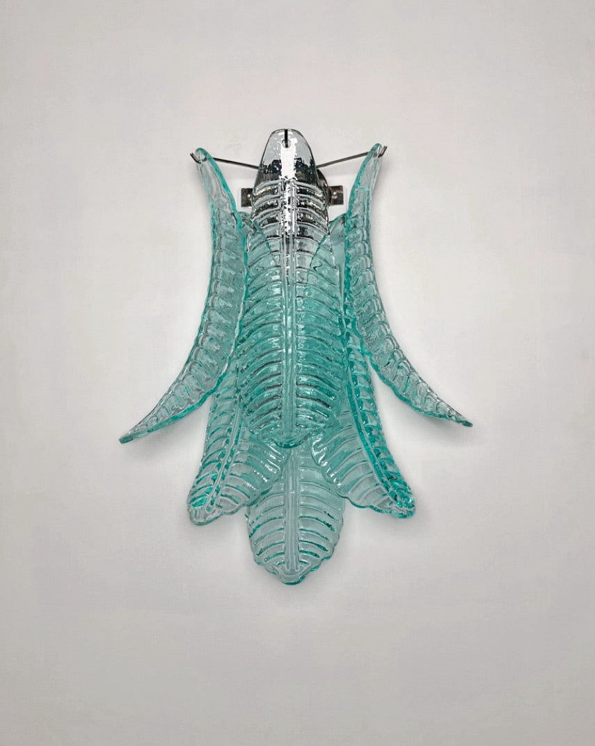 Murano Wall Lamp | 6 Turquoise Felci Glass | Set of 2