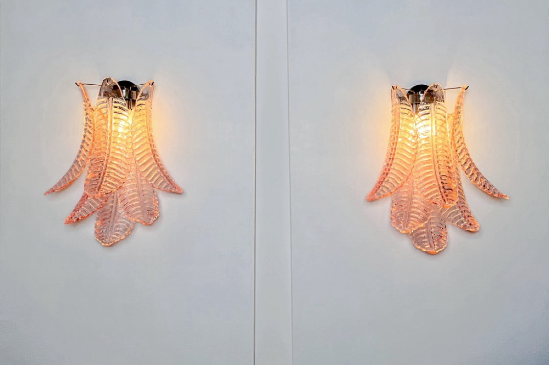 Murano Wall Lamp | 6 Pink Felci Glass | Set of 2