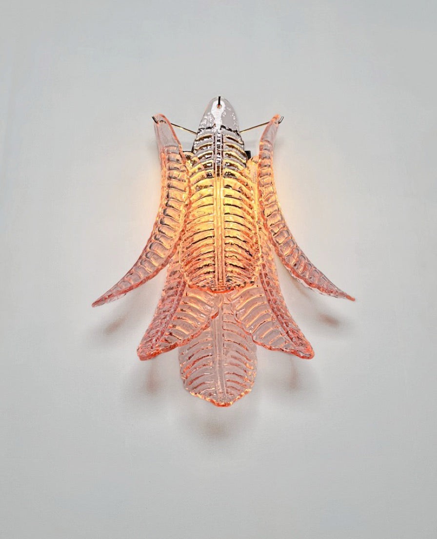 Murano Wall Lamp | 6 Pink Felci Glass | Set of 2
