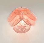 Murano Wall Lamp | 6 Pink Alabaster Disc Glass | Set of 2