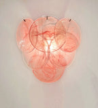 Murano Wall Lamp | 6 Pink Alabaster Disc Glass | Set of 2