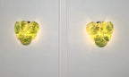Murano Wall Lamp | 6 Green Alabaster Disc Glass | Set of 2