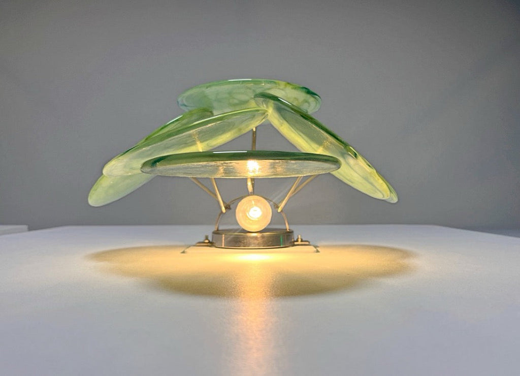 Murano Wall Lamp | 6 Green Alabaster Disc Glass | Set of 2
