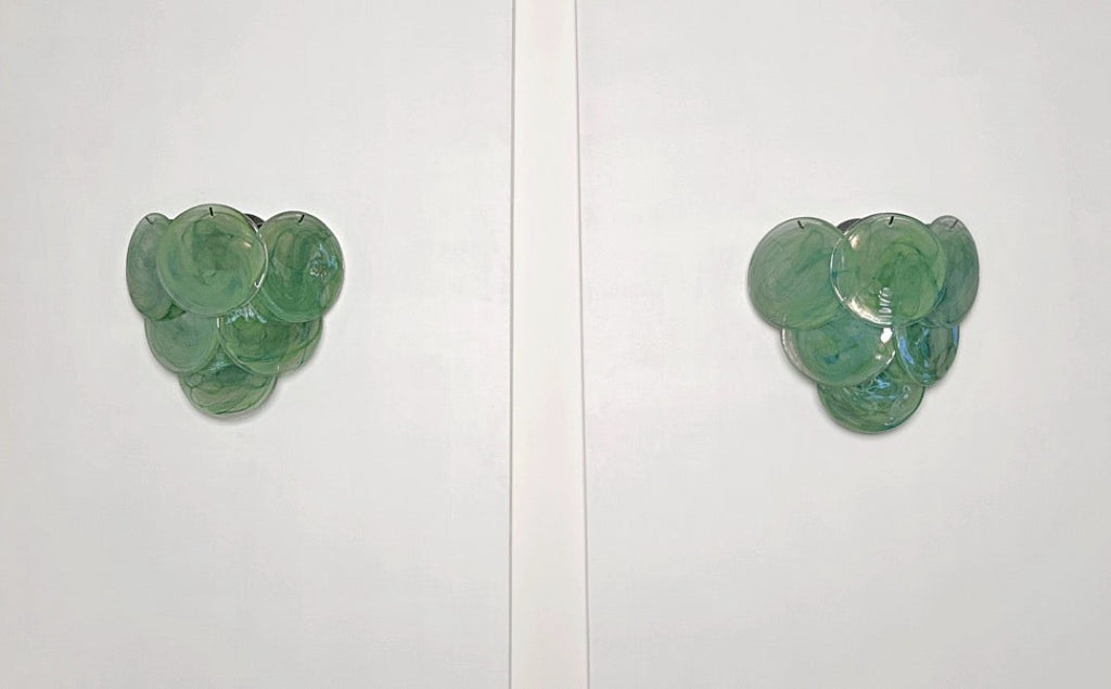 Murano Wall Lamp | 6 Green Alabaster Disc Glass | Set of 2