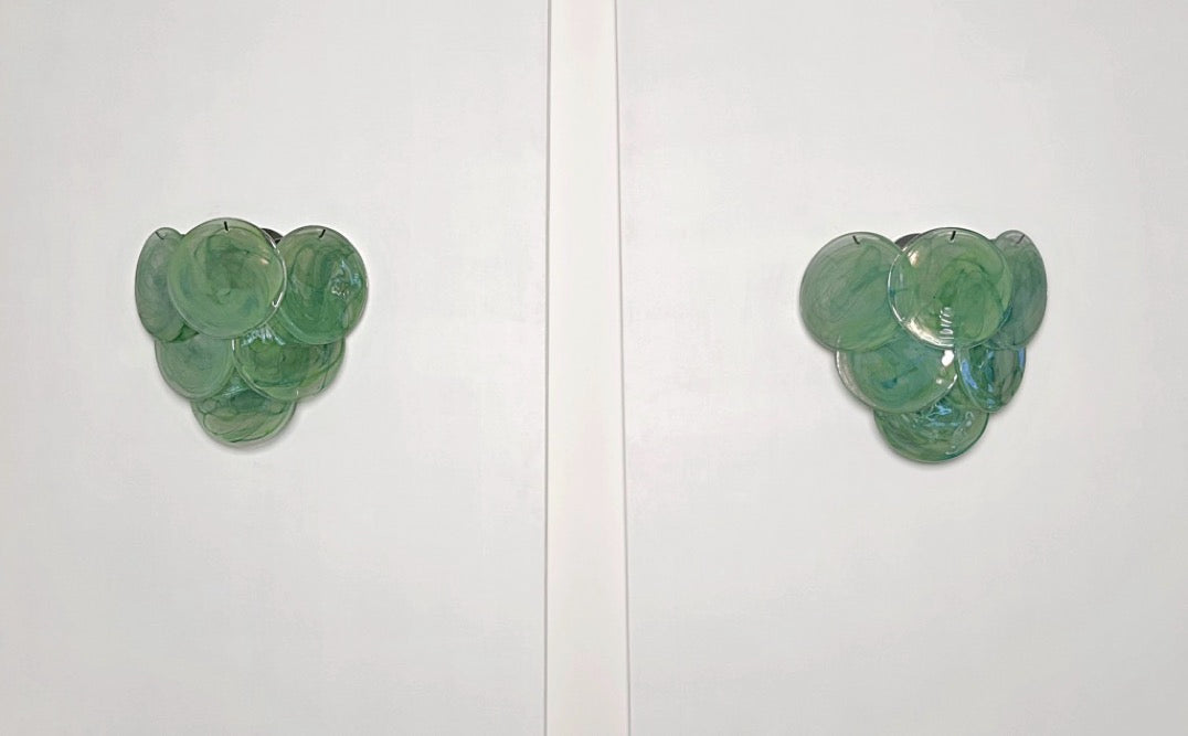 Murano Wall Lamp | 6 Green Alabaster Disc Glass | Set of 2