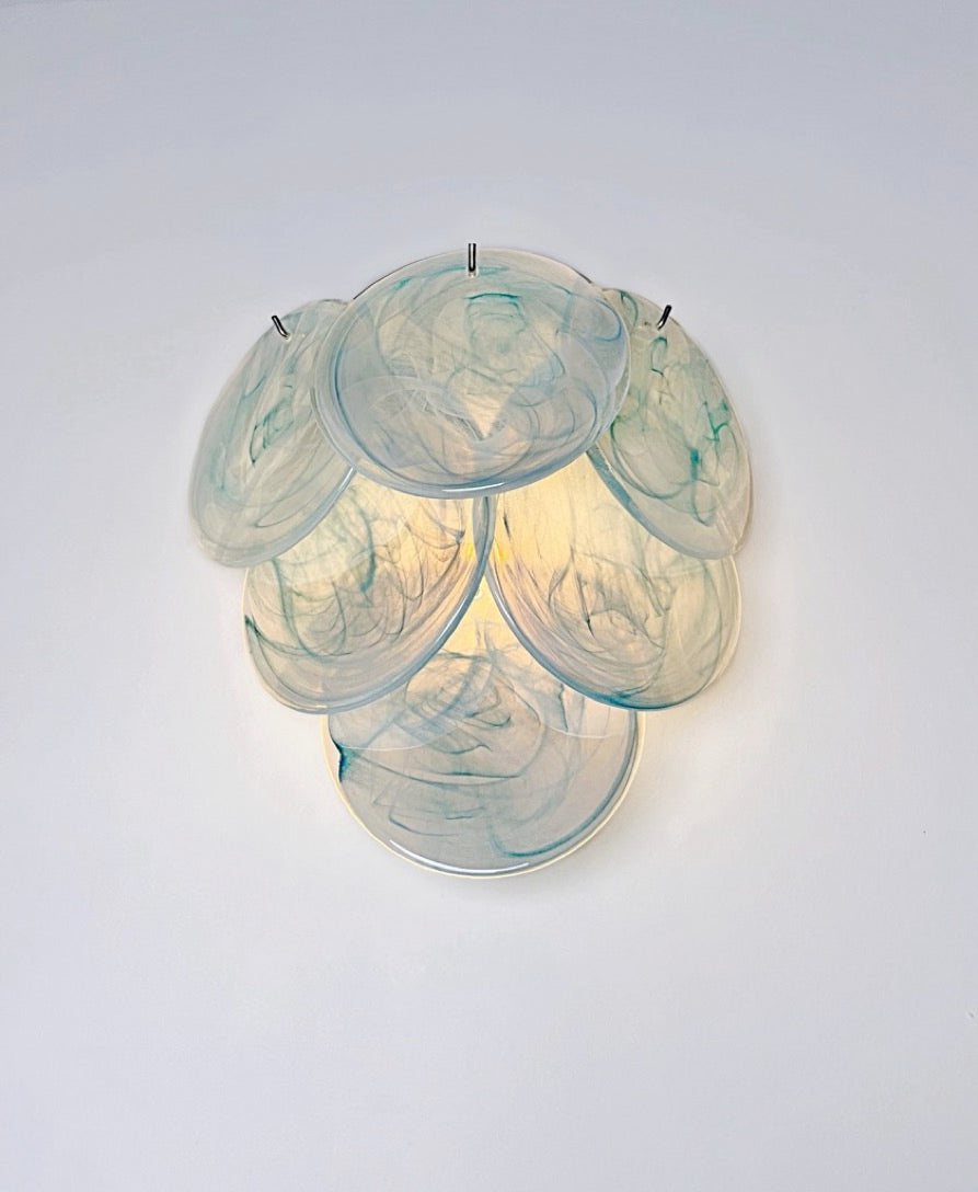 Murano Wall Lamp | 6 Blue Alabaster Disc Glass | Set of 2