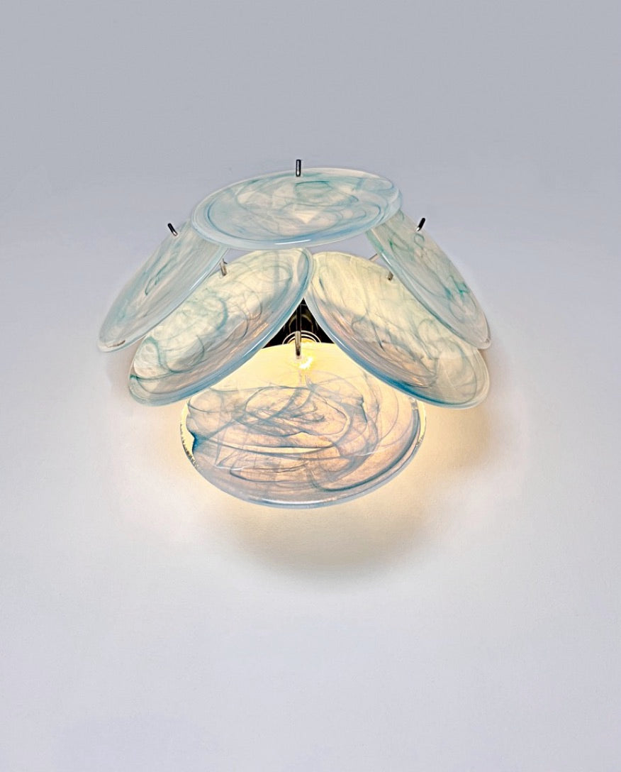 Murano Wall Lamp | 6 Blue Alabaster Disc Glass | Set of 2