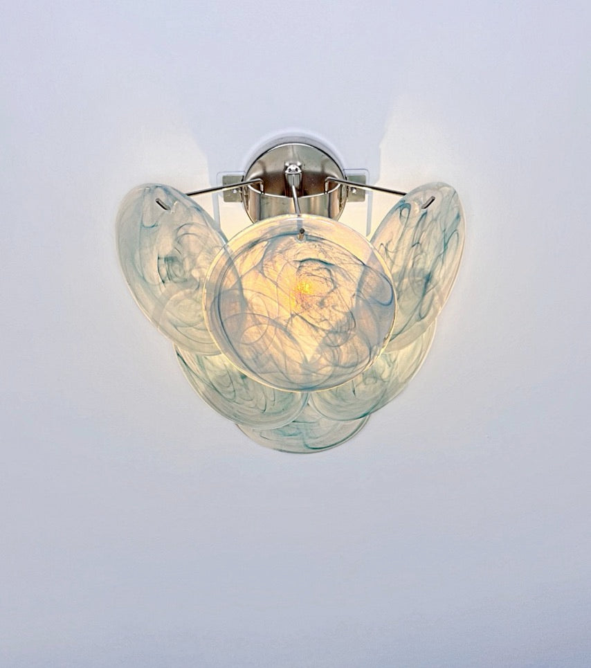 Murano Wall Lamp | 6 Blue Alabaster Disc Glass | Set of 2