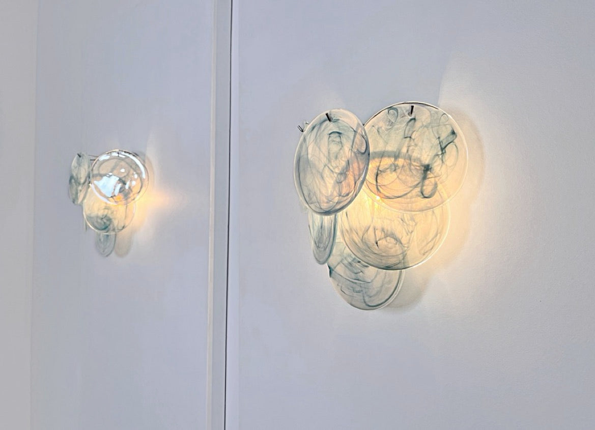 Murano Wall Lamp | 6 Blue Alabaster Disc Glass | Set of 2