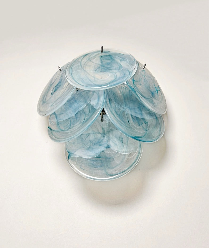 Murano Wall Lamp | 6 Blue Alabaster Disc Glass | Set of 2