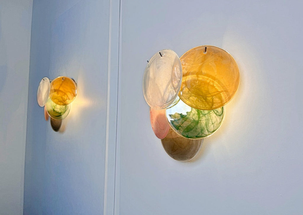 Murano Wall Lamp | 6 Multicoloured Alabaster Disc Glass | Set of 2