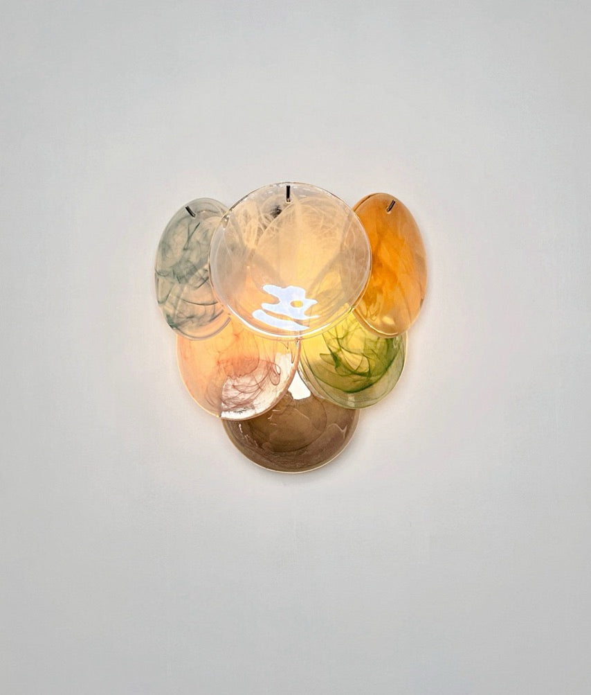 Murano Wall Lamp | 6 Multicoloured Alabaster Disc Glass | Set of 2