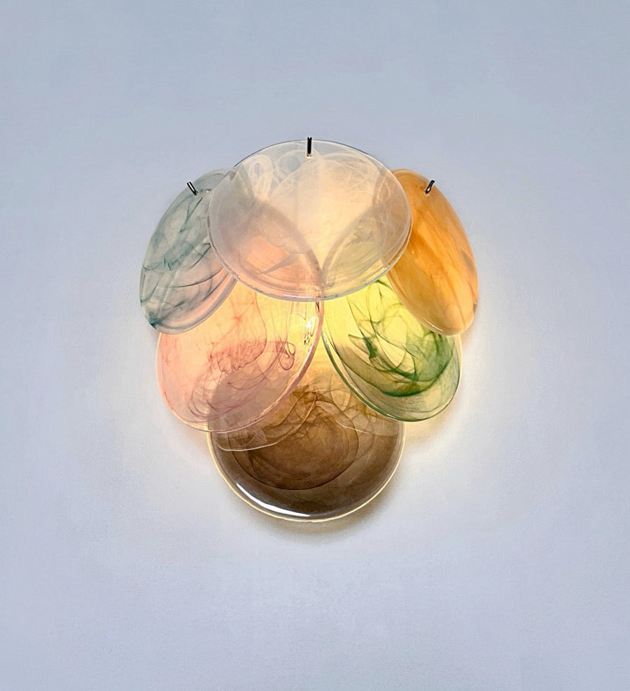 Murano Wall Lamp | 6 Multicoloured Alabaster Disc Glass | Set of 2