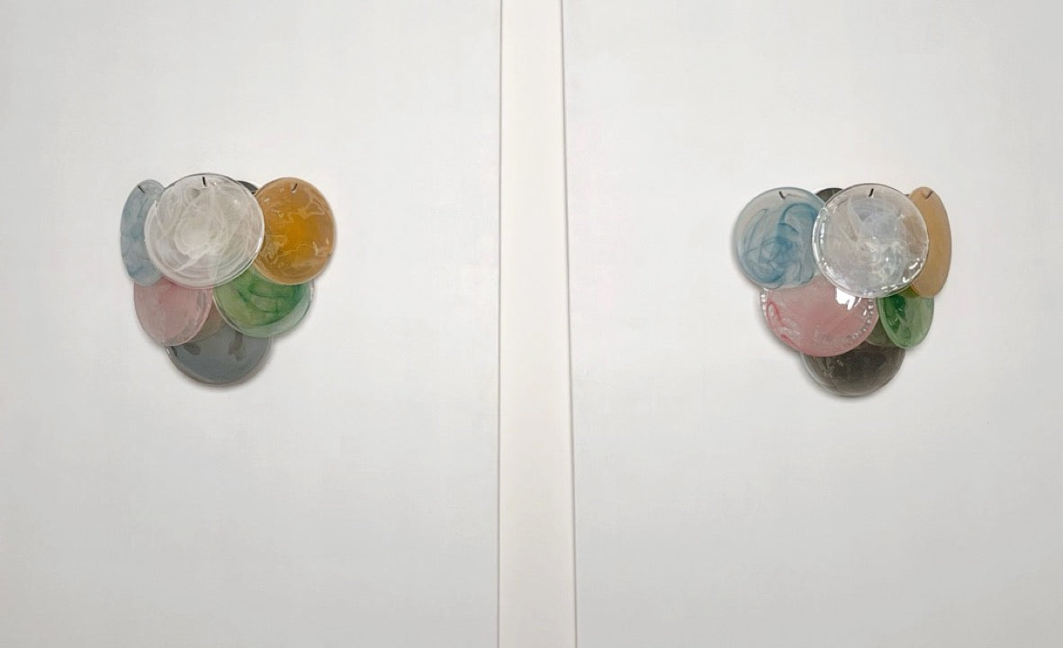 Murano Wall Lamp | 6 Multicoloured Alabaster Disc Glass | Set of 2