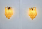 Murano Wall Lamp | 10 Clear Yellow Drop Glass | Set of 2