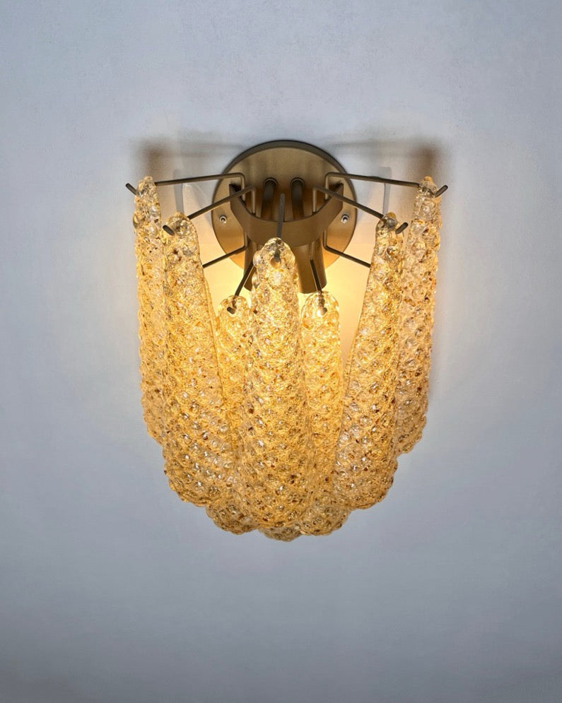 Murano Wall Lamp | 10 Clear Yellow Drop Glass | Set of 2