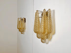 Murano Wall Lamp | 10 Clear Yellow Drop Glass | Set of 2