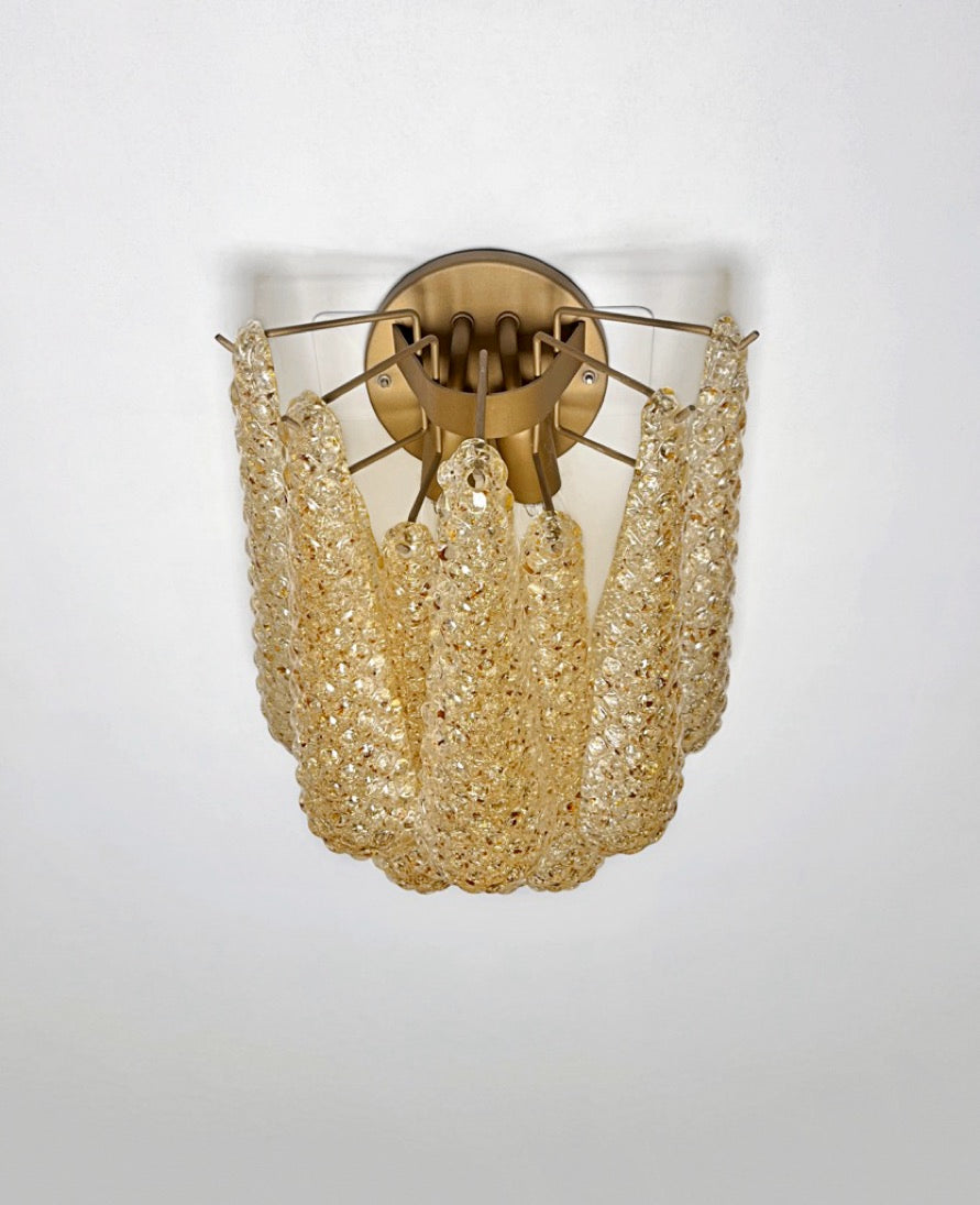 Murano Wall Lamp | 10 Clear Yellow Drop Glass | Set of 2