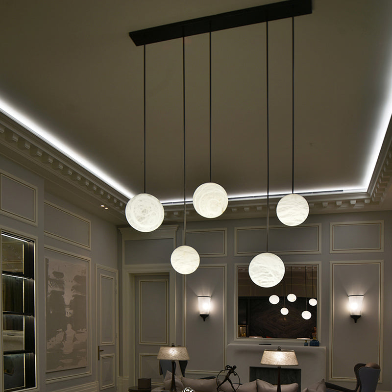 Glacera Alabaster Sphere Staircase Chandelier,Multi Pendant Light by Bling Lighting Studio