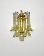 Murano Wall Lamp | 10 Green Gold Petal Glass | Set of 2