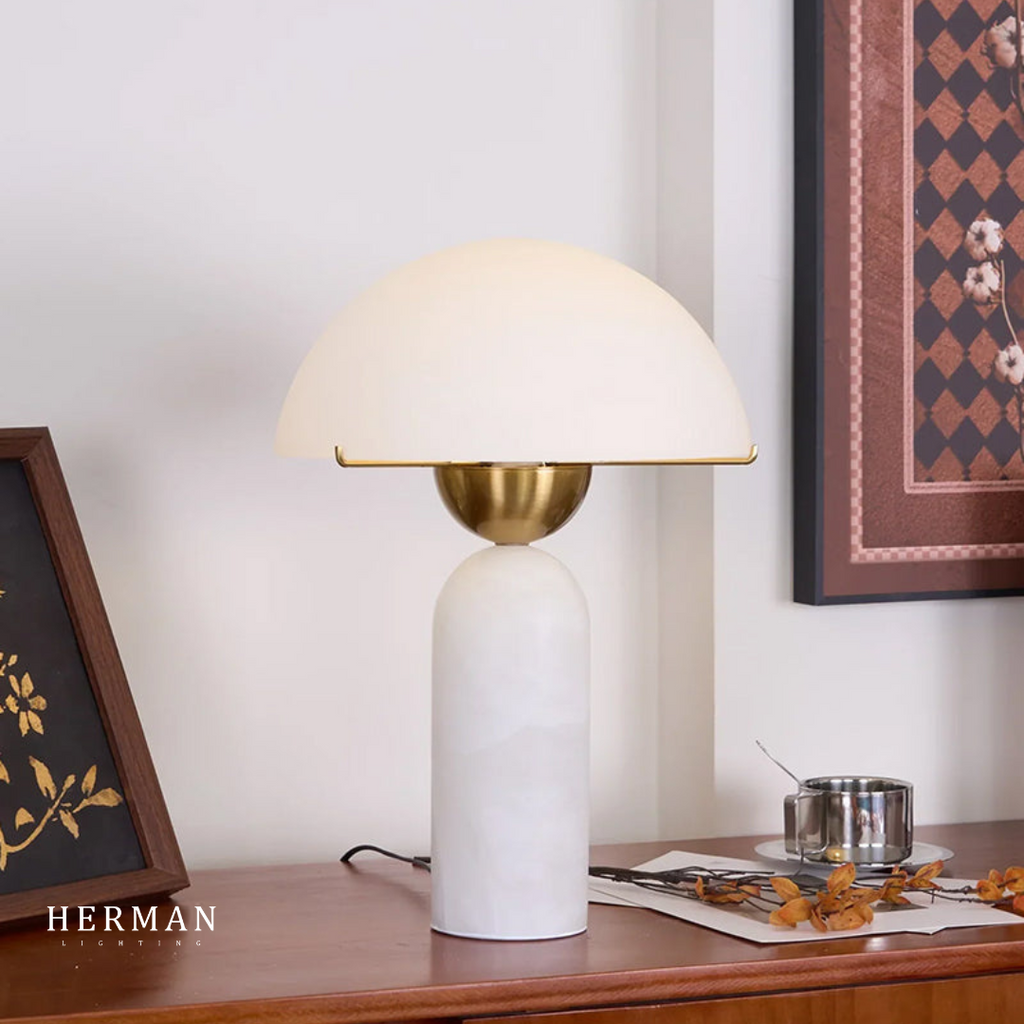 G9 Alabaster White Stone Table Lamp product image