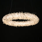 Premium 24-47 Inch Round Clear Geode Quartz Crystal Ring Pendant Light Modern Chandelier for Living Room material and