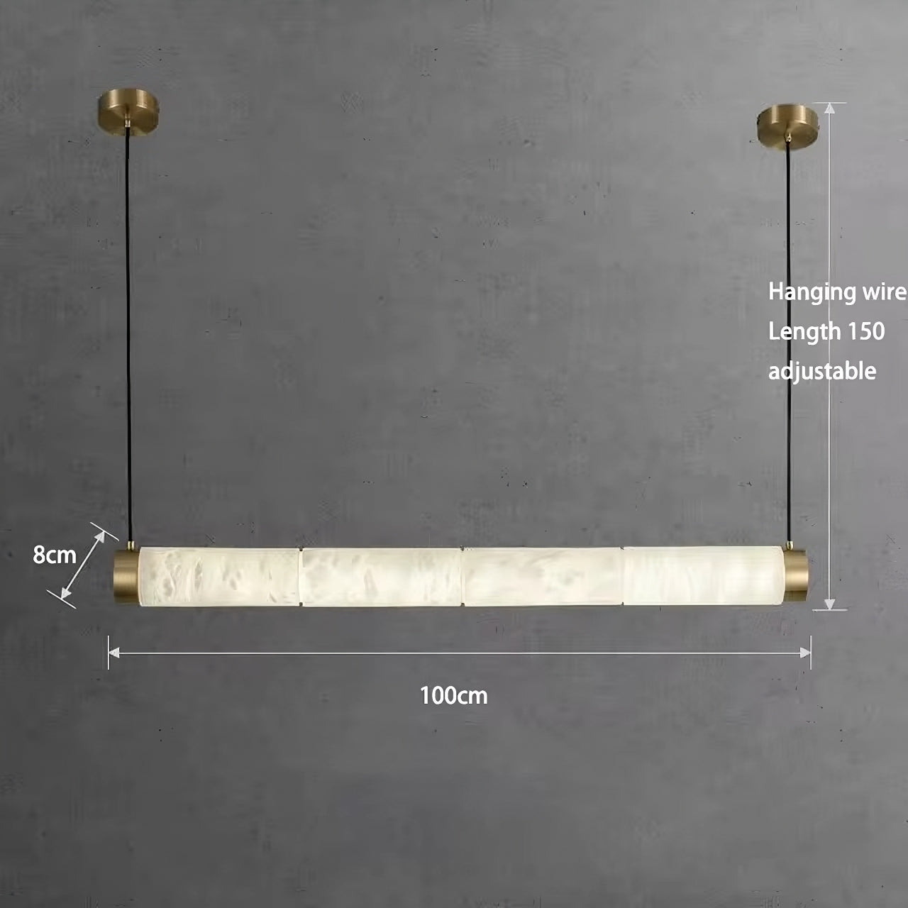 Lunara Alabaster Linear Pendant chandelier material and finish detail