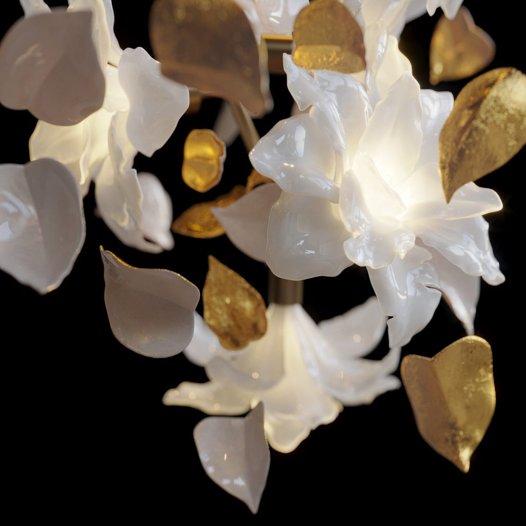 White Gold Blossom Cascade Chandelier