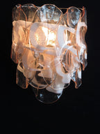 Murano Wall Lamp | 10 Pink Crostoli Glass | Set of 2