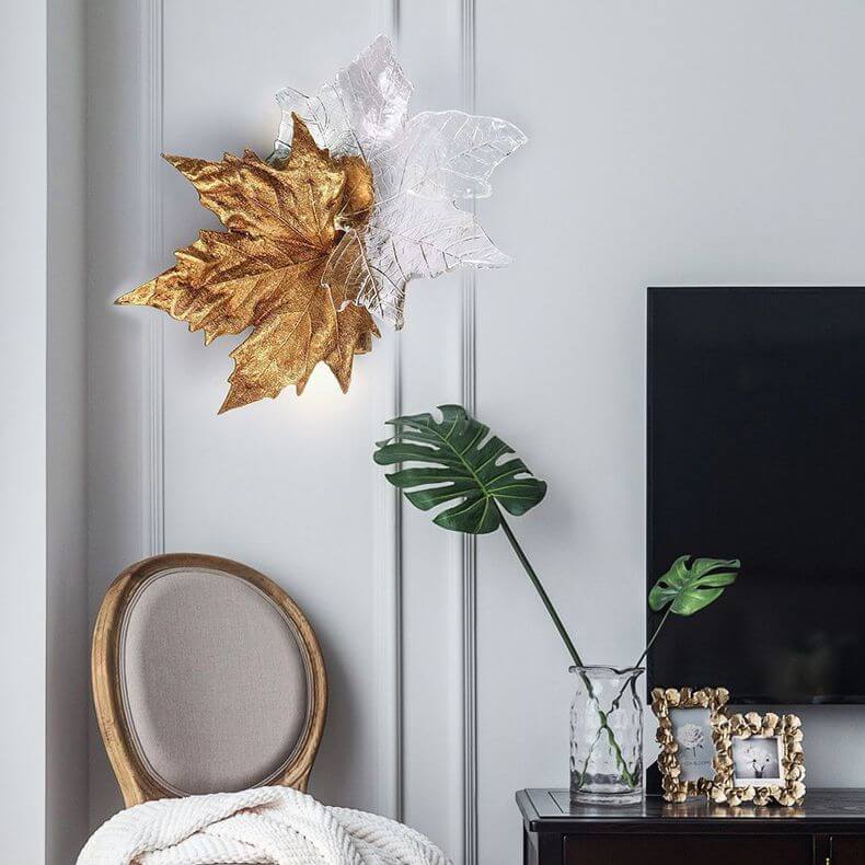 Leaf-shaped Crystal Branch Wall Light by Bling Lighting Studio