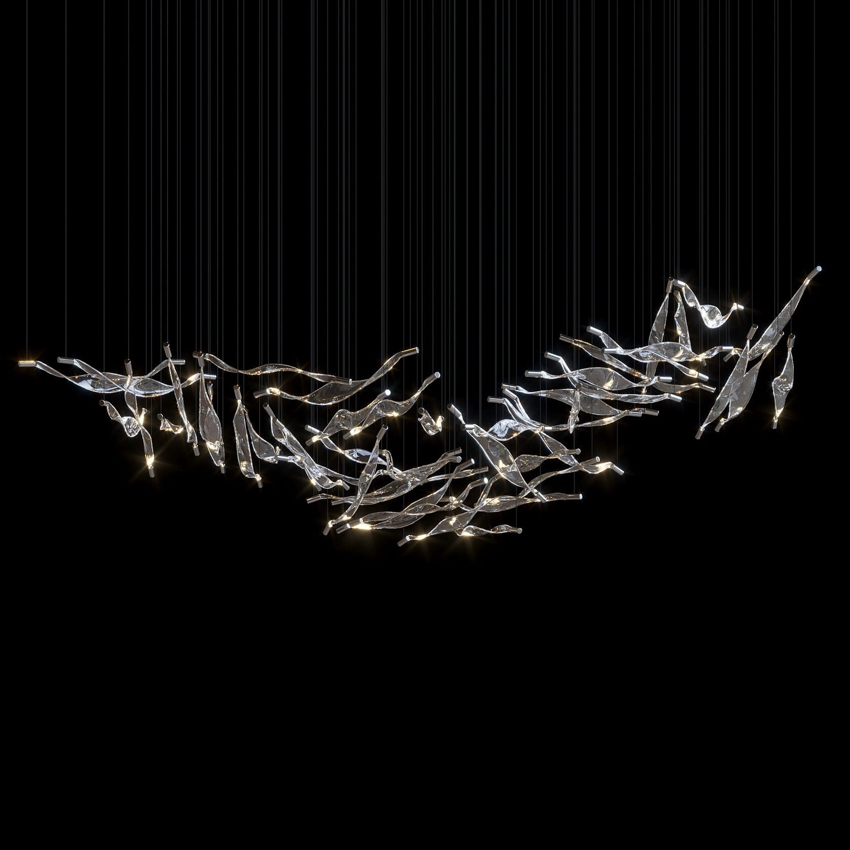 Blush Ribbon Wave Chandelier