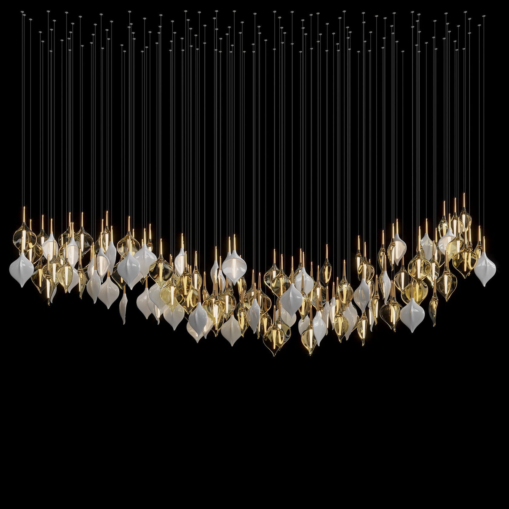 Gold Petal Cluster Chandelier