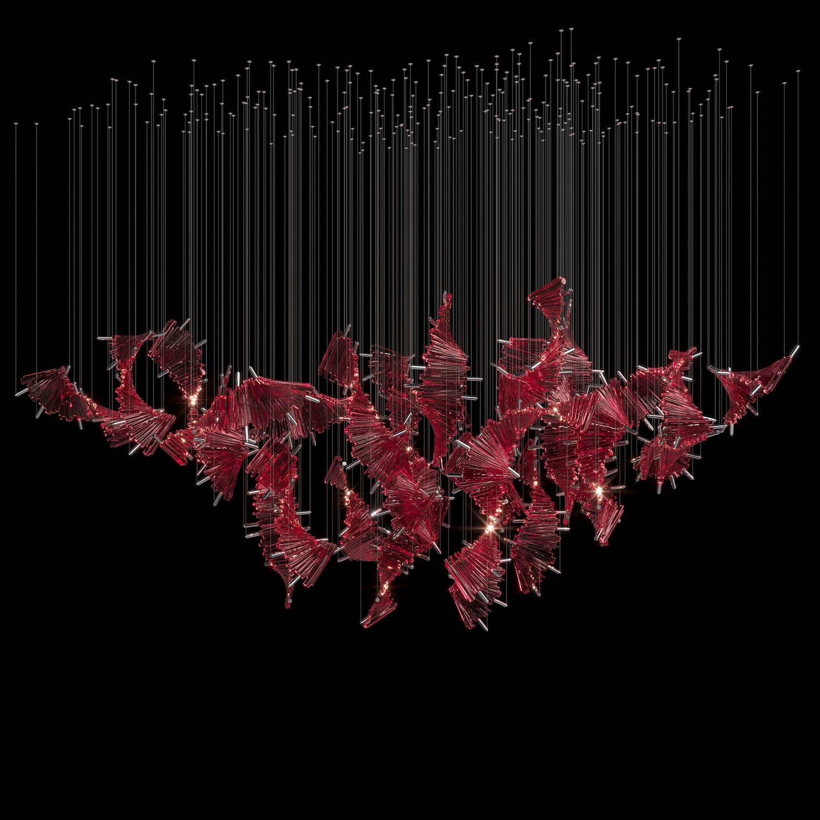 Crimson Fan Wave Chandelier