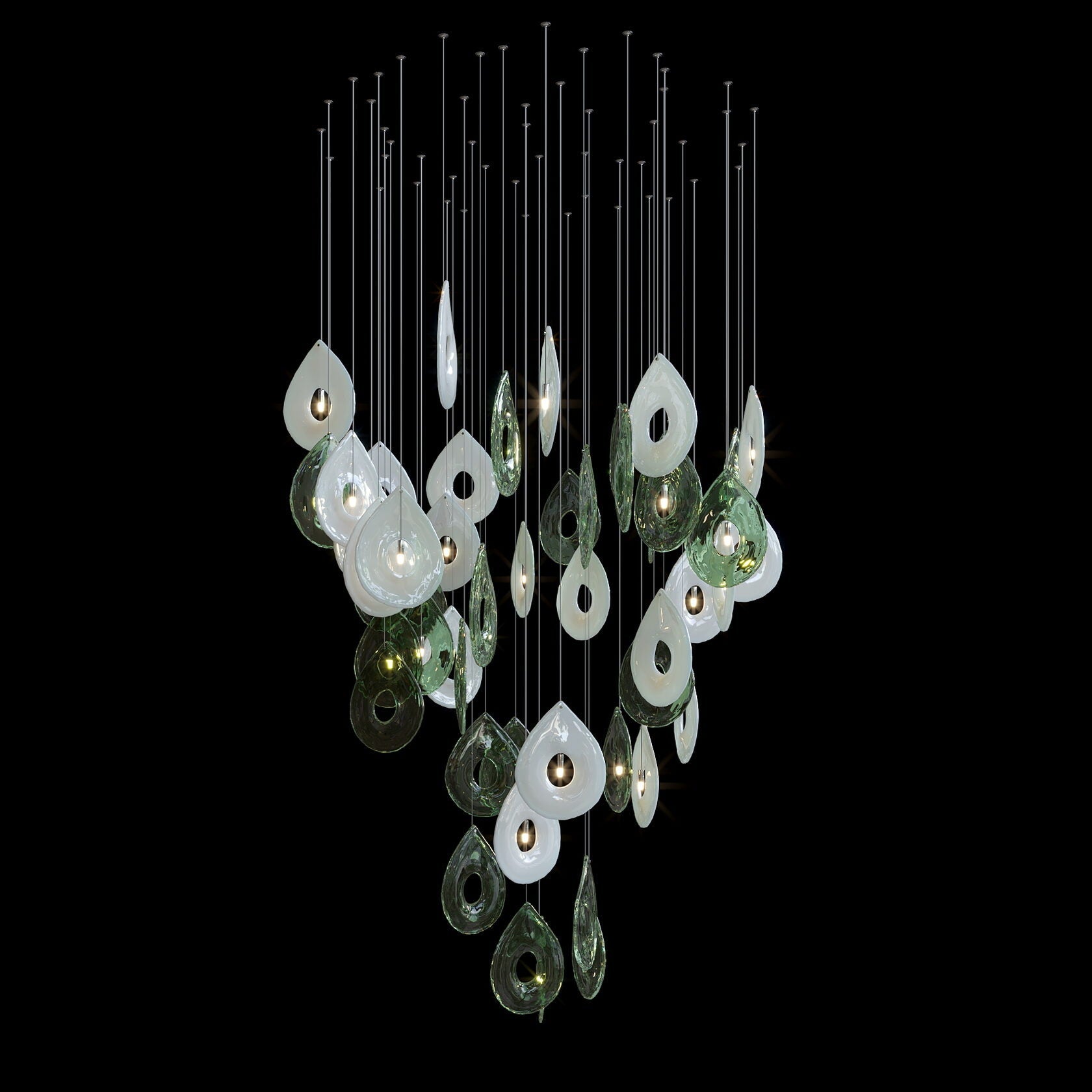 Green Halo Drop Chandelier