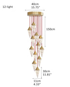 12 light Conical Cluster Minimalist Design Alabaster Pendant Light