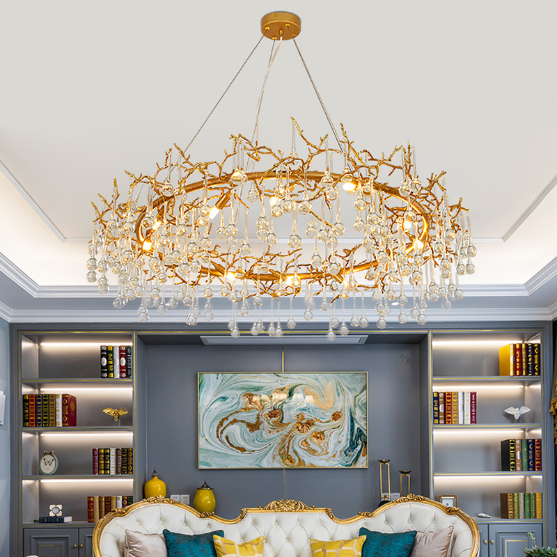 Iris Raindrop Clear Crystal Ring Branch Chandelier by Bling Lighting Studio