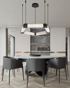 Alabaster Pentagon Ring Suspension Chandelier material and finish detail