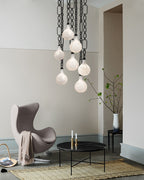Cluster White Alabaster Globe Pendant Light with adjustable chain