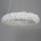 Premium 24-47 Inch Round Clear Geode Quartz Crystal Ring Pendant Light Modern Chandelier for Living Room by Bling