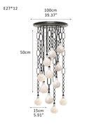 Cluster White Alabaster Globe Pendant Light with adjustable chain
