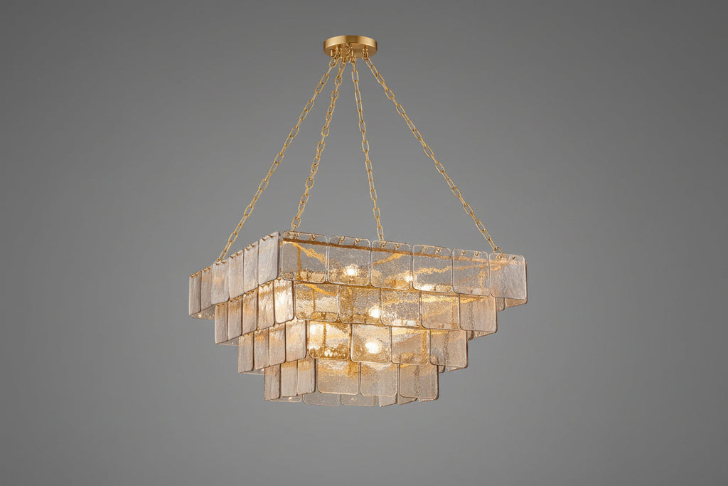 Sophisticated Tiered Chain Suspended Chandelier by Bling Lighting Studio