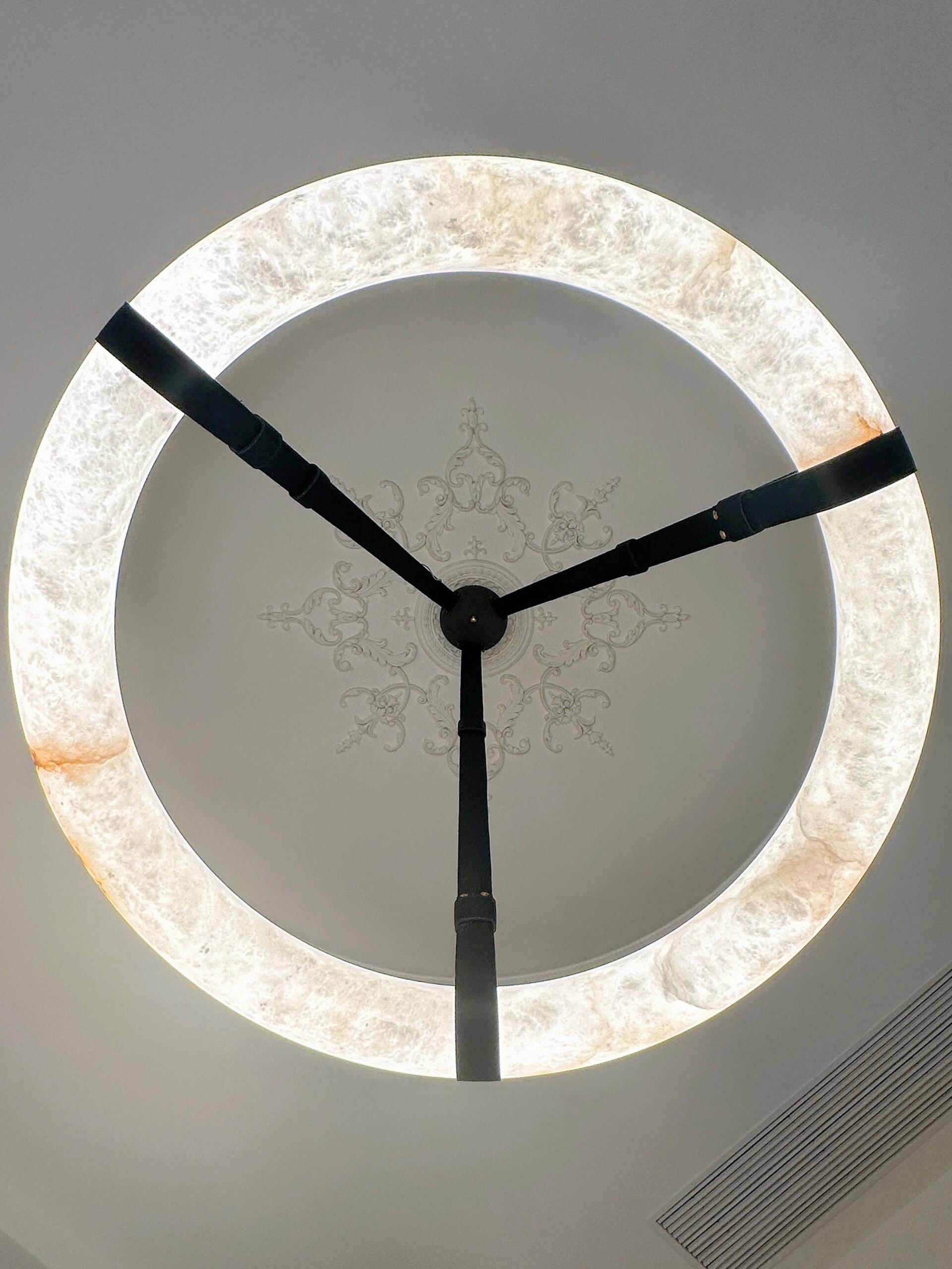 Modern Round Alabaster Chandelier for Living Room/Bedroom by Bling Lighting Studio