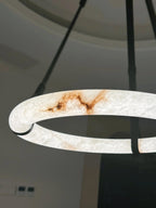 Modern Round Alabaster Chandelier for Living Room/Bedroom by Bling Lighting Studio