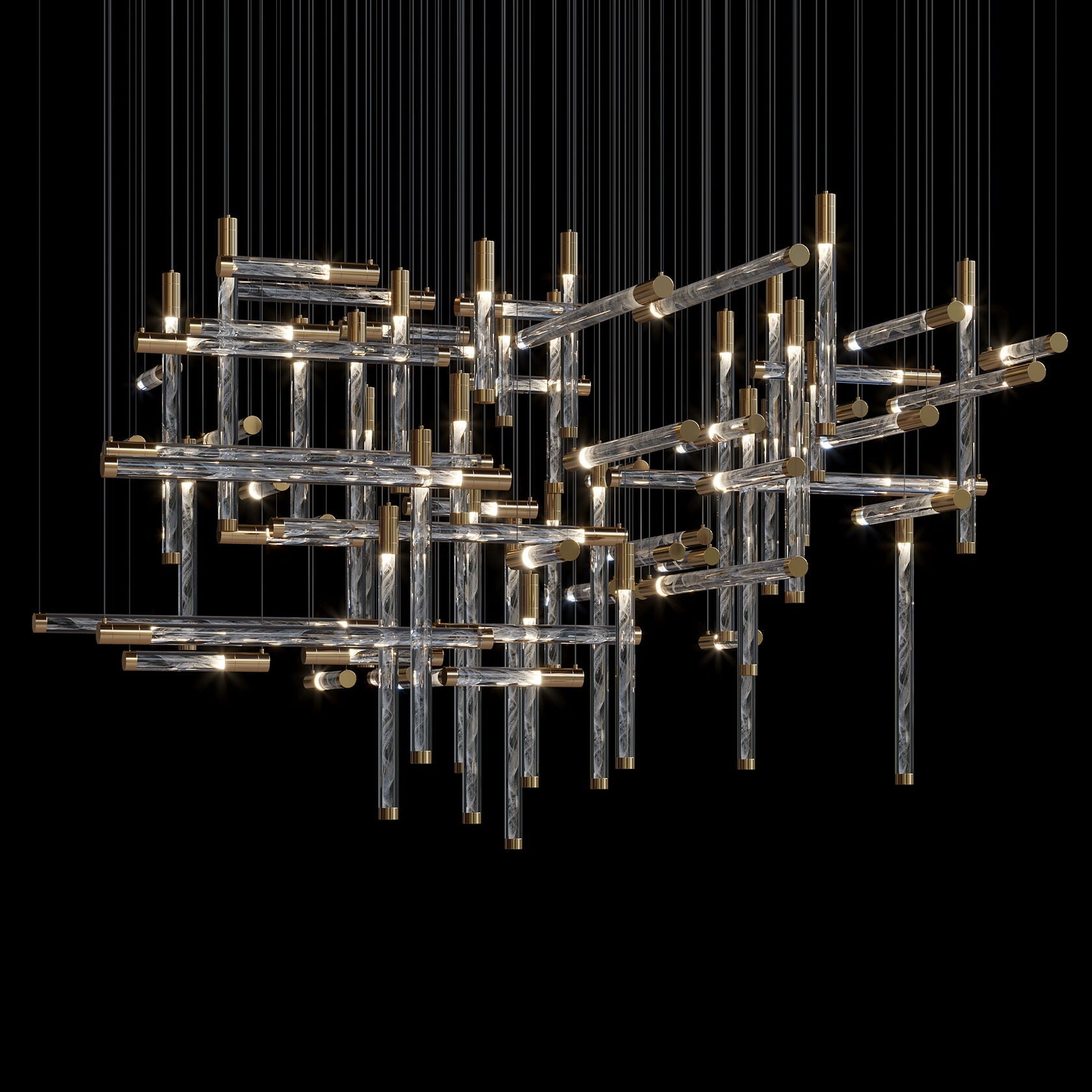 Crystal Beam Grid Chandelier